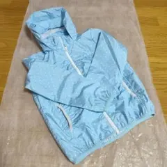 トップス女の子♡ 130㌢ 水色ドット柄パーカー シャカシャカ