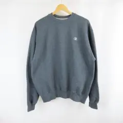 美品 Champion ロゴ 刺繍 裏起毛 スウェット トレーナー 古着 L