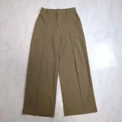 ユニクロ ワイドパンツ M ベージュ センタープレス