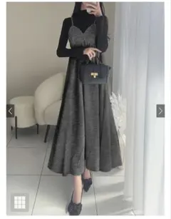 ラメツイードフレアキャミワンピース[sm204]