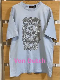 Von Dutch スカルプリント Tシャツ ライトブルー Lのサムネイル