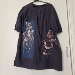 セルフサービス　ハンドメイド　手書き型抜き染め、デザイン 半袖チュニックのサムネイル