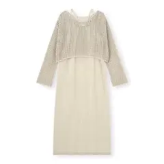 2ピースニットキャミソールワンピース ベージュ S ワンピースのみ