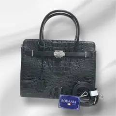 【未使用】　RODANIA クロコダイル ハンドバッグ 2way ブラック