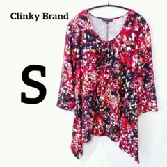 Clinky Brand 【S】トップス チュニックフラワープリント五分袖七分袖