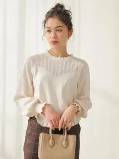 547.earth music&ecology：透かし編みニットプルオーバー