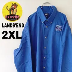 USA古着 LANDS'END　長袖ボタンシャツ2XL　ブルーのサムネイル