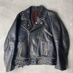 60s 70s 鋲ジャン スタッズ レザージャケット L ユーロ古着 パンクのサムネイル