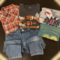 まとめ売り★キッズ服 長袖シャツ Tシャツ デニムパンツ セット　5点