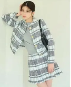 snidelツイードミニフレアースカート