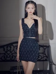 格子柄セットアップタイトミニドレス/キャバドレス　jewels xs