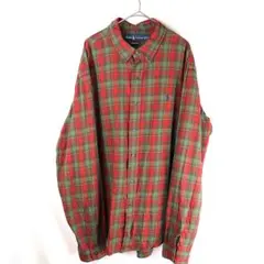 US古着 ラルフローレン チェック柄BDシャツ ビッグサイズ XXL