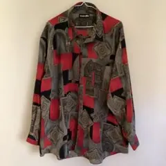 幾何学模様 長袖シャツ 3L 大きいサイズ