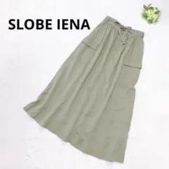 スローブイエナ カーゴロングスカート カジュアル カーキ レディース リボン