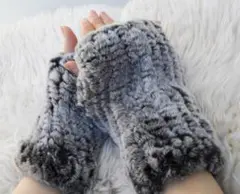 新品限定 柔らかな毛皮の レッキス編み込みアームウォーマー/毛皮 リアルファー