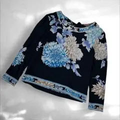 レオナールLEONARD 長袖トップス カットソー定番フラワー　シルクL（B2