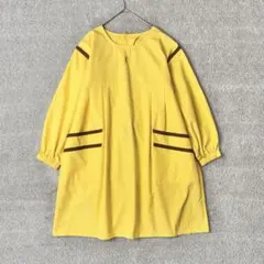 イヴサンローラン エプロン 割烹着 黄色 YSL 刺繍 スモック イエロー