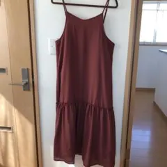 春夏秋薄手キャミワンピ☆もみじ色・チェック赤