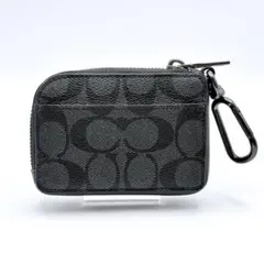 【美品】COACH コインケース Lジップ シグネチャー チャコール
