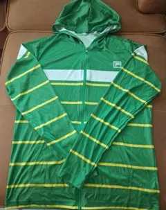FILA フード付き グリーンストライプ ラッシュガード 　メンズMSize