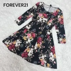フォーエバー21 花柄ミニワンピース 七分袖 S