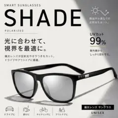 偏光 サングラス ユニセックス UVカット ブラック ウェリントンのサムネイル