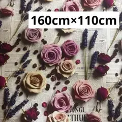 一点のみ　ラベンダー英語新聞紙レトロピンク薔薇コーヒー豆シーチングプリント生地
