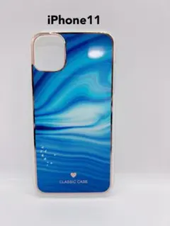 iPhone11ケース マーブリングデザインケース　ブルー