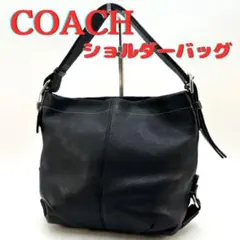 COACH コーチ 2way ショルダーバッグ シボ革 ブラック シルバー金具
