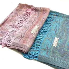 mr0220-21PASMINA 100％カシミヤ ストール 2枚セット