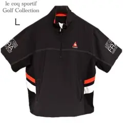 ルコックゴルフ 半袖 ハーフジップ スニード プルオーバー メンズL 黒