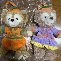 ダッフィ　シェリーメイ　タグ付きぬいぐるみポーチ2体セットディズニーハロウィン