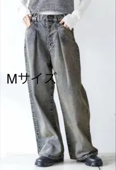 JEANASIS/ジーナシス タックデニムワイドパンツ ジーンズ ウォッシュ加工