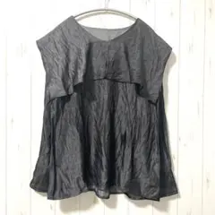 ✨美品✨襟付きトップス《M》長袖　ブラック系　ビック襟　春夏秋　トレンド