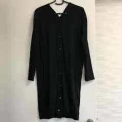 無印良品　黒のVネック長袖ワンピース　カーディガン　２way　中古