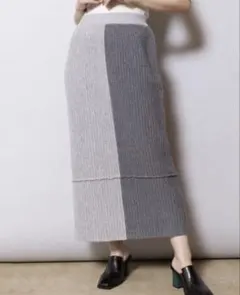 オズモーシス 配色切替ニットスカート ロングスカート