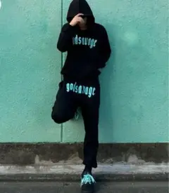 godsavage セットアップ パーカーL パンツMサイズ godsavage : スウェットパーカー/パンツ セットアップ◇LとM◇黒
