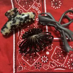 ANEMONE アネモネ　2点含む　ヘアクリップ3点セット　メタルフラワー