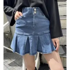 フレアデニムミニスカート　インパン付きのサムネイル