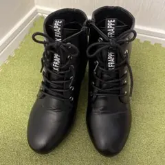 ブラックレースアップブーツ 中ヒール　23.0㎝