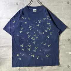 90s USA製 アニマル 蛍 蓄光 両面プリント XL ネイビー