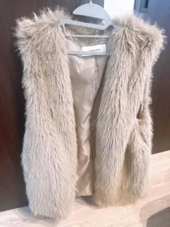 JEANASISベージュ ファーベスト ノースリーブ