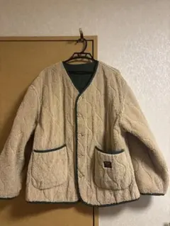 フリース・キルティングジャケット ベージュ・グリーン（マフラー付き）