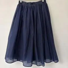 NATURALBEAUTYBASIC ネイビー 透け感 フレアスカート