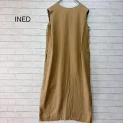 INED リネンワンピース ロング丈 9号 ベージュ マキシ丈 麻 春夏