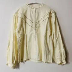 【新品】エヘカソポ 長袖シャツ ブラウス 刺繍 キナリ ナチュラル系F