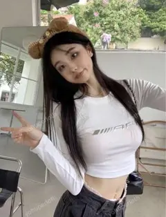 韓国 腹出し トップス レディース