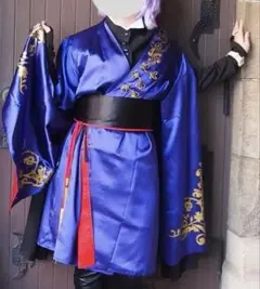 新品タグ付】アクシーズファム REZEN ジップ付配色和袖シャツ 瑠璃色 M 