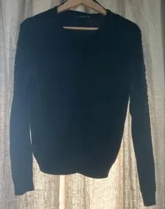 ZARA knit 長袖 カーディガン ブラック レース(S)