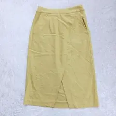 イエロー タイトスカート ひざ丈 スリットありストレッチ